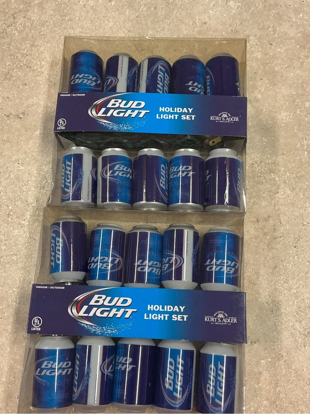 Kurt Adler Bud Light Can String Light Set 2 Boxes 2014 Novelty Christmas Lights
